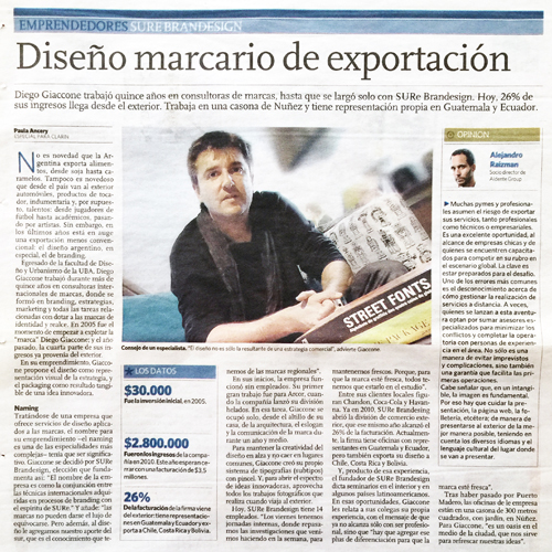 DISEÑO MARCARIO DE EXPORTACIÓN // Ecónomico Clarín – Julio 2011