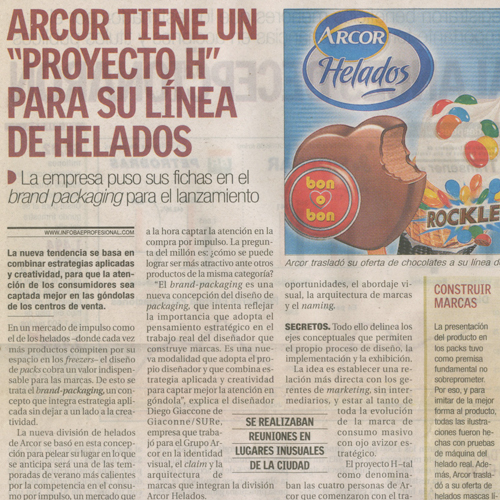 ARCOR HELADOS // Infobae – Agosto 2005